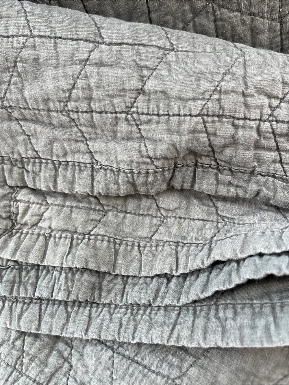 Threshold Gray Quilted Linen-Feel Throw Queen 100% Cotton